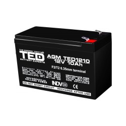 Acumulator AGM VRLA 12V 10A dimensiuni 151mm x 65mm x h 95mm F2 TED Battery Expert Holland TED002730 (5)