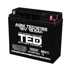 Acumulator AGM VRLA 12V 18,5A dimensiuni 181mm x 76mm x h 167mm F3 TED Battery Expert Holland TED002778 (2)