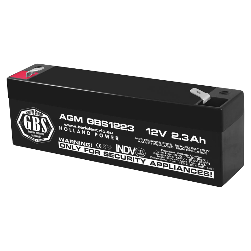 Acumulator AGM VRLA 12V 2,3A dimensiuni 178mm x 34mm x h 60mm GBS (20)
