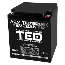 Acumulator AGM VRLA 12V 28A dimensiuni speciale 165mm x 125mm x h 175mm M6 TED Battery Expert Holland TED003430 (1)