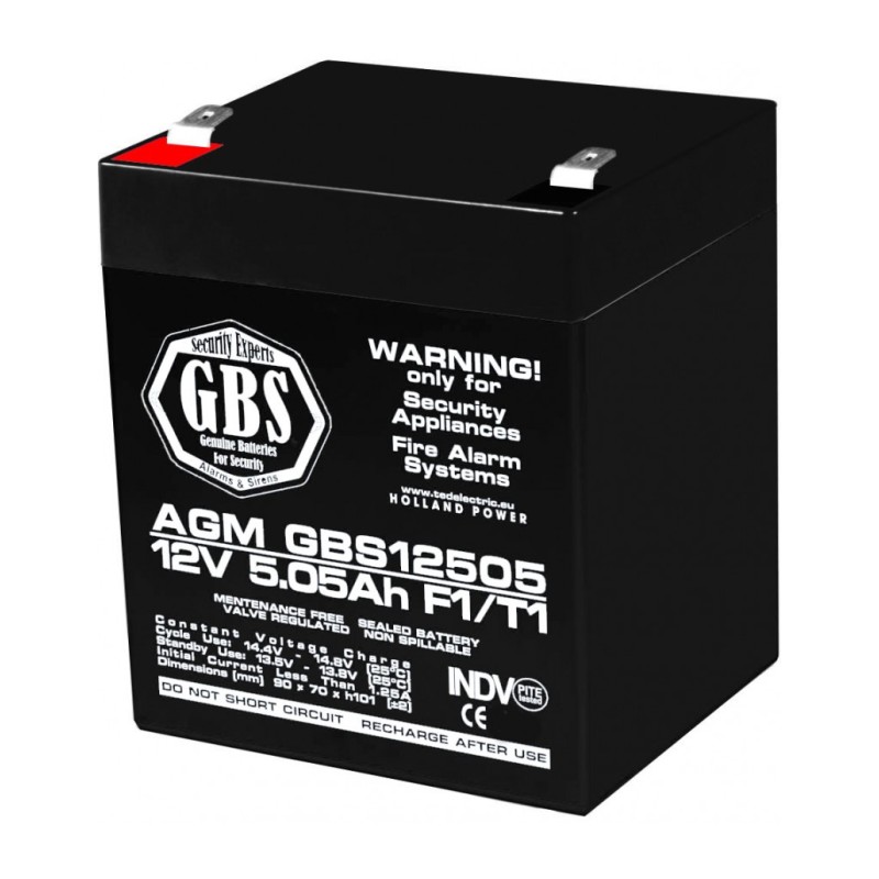 Acumulator AGM VRLA 12V 5,05A pentru sisteme de securitate F1 GBS (10)