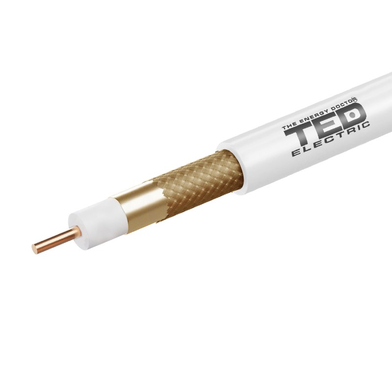 Cablu coaxial 75 ohm RG6 cupru + tresa TED Wire Expert 305ML New TED002365