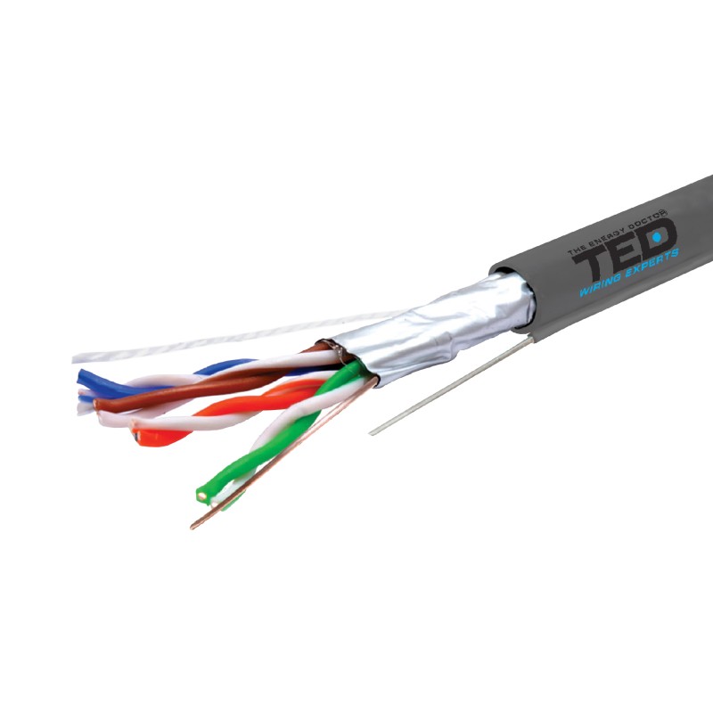 Cablu FTP cat.5e SUFA cupru integral 0,5 manta PVC gri tambur 305 ml TED Wire Expert TED002419