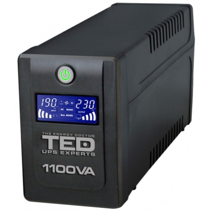 UPS 1100VA/600W LCD Line Interactive AVR 4 schuko USB Management TED Electric TED001573