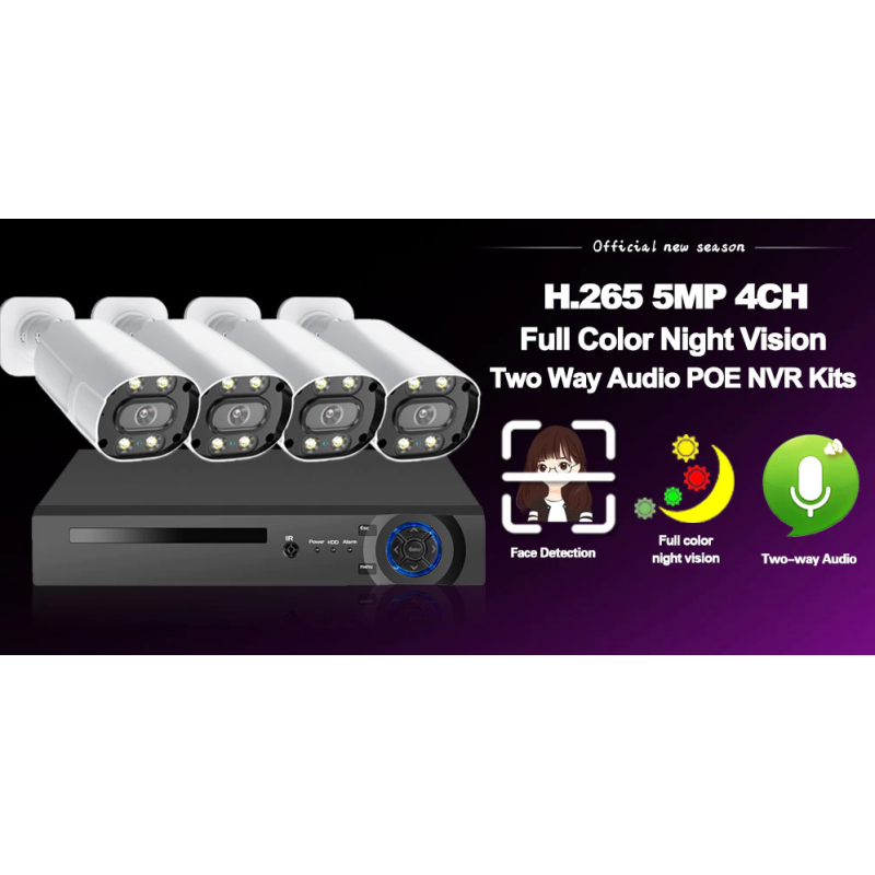 Kit sistem de supraveghere IP PoE 5 MP 4 camere KIT-PX02XNF