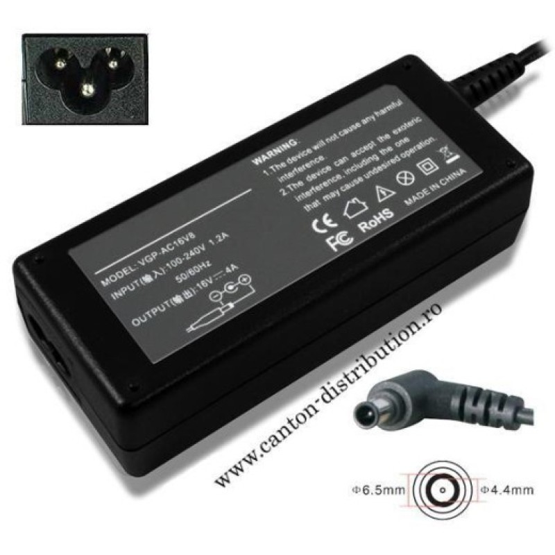 Alimentator laptop SONY 16V/4A, standard conector 6,5x4,4 mm VGP-AC16V8
