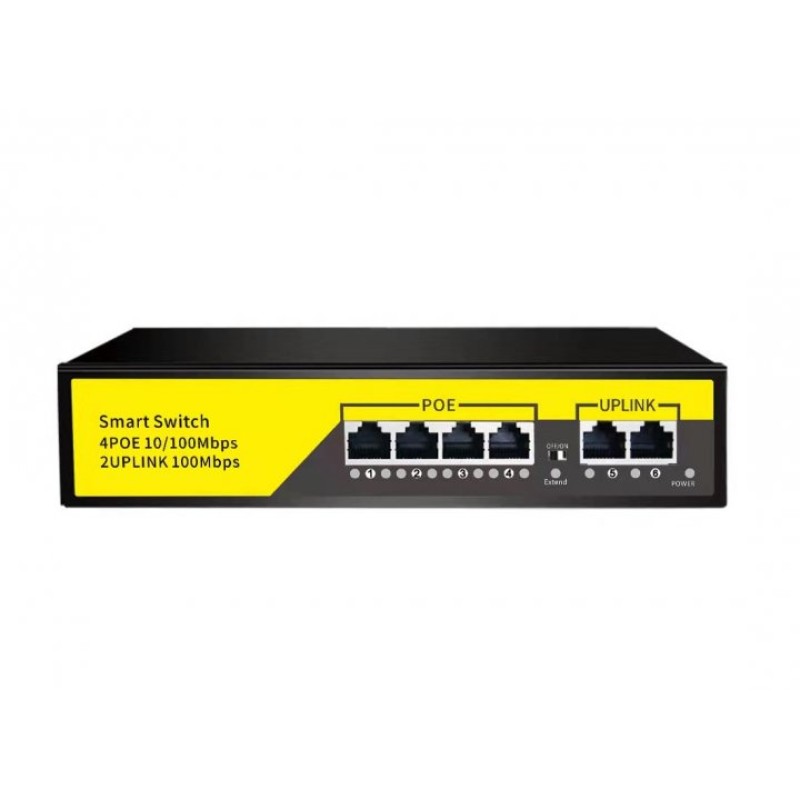 Switch 4 porturi Gigabit POE + 1 port Gigabit UpLink 62W PoE-0410GB