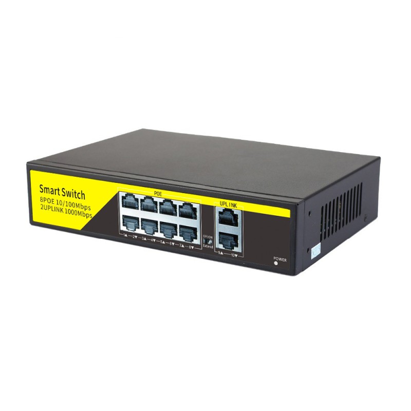 Switch 8 porturi Gigabit PoE + 2 Porturi UpLink 130W PoE-0810GB