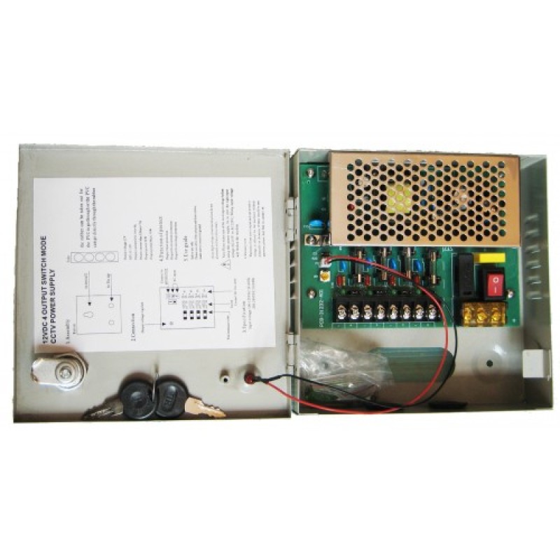 Sursa de alimentare cu jonctiune pentru maxim 4 camere de supraveghere 12V/3A CP-12-03C04*