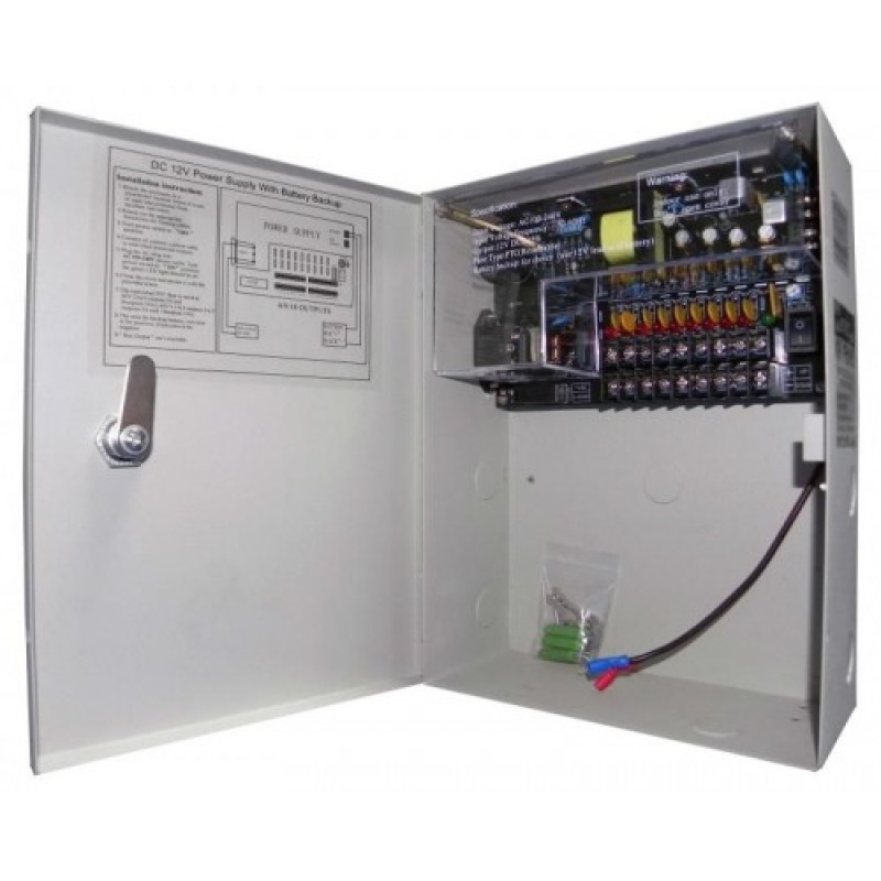 Sursa de alimentare cu back-up pentru maxim 9 camere de supraveghere 12V/10A CP-12-10U09