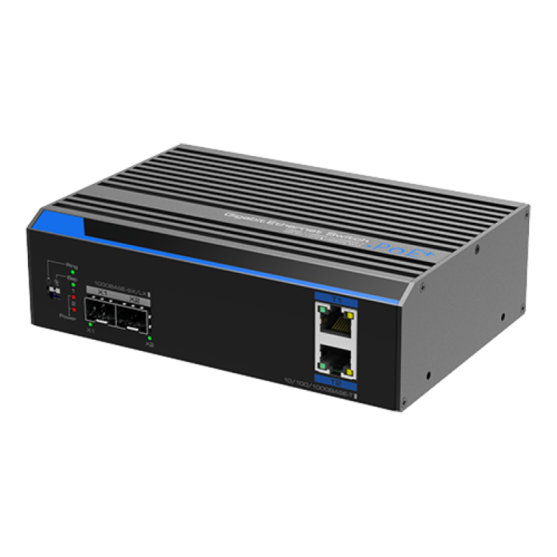 Switch industrial 2 porturi Gigabit HPoE, 2 porturi uplink SFP/RJ45 - UTEPO UTP7202GE-POE