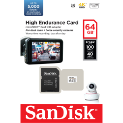 Card MicroSD 64GB, seria HIGH Endurance - SanDisk SDSQQNR-064G-GN6IA