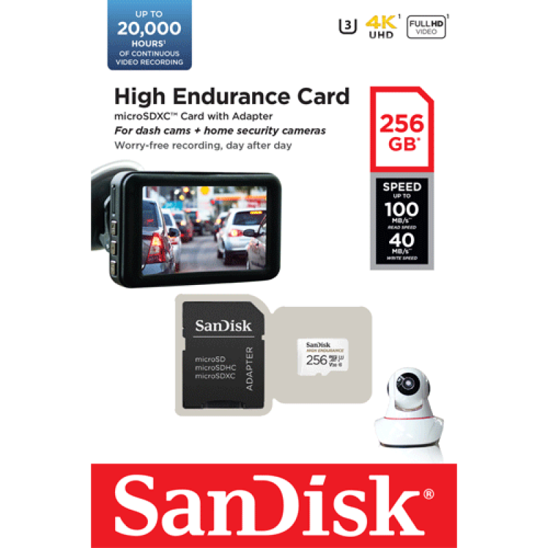 Card MicroSD 256GB, seria HIGH Endurance - SanDisk SDSQQNR-256G-GN6IA