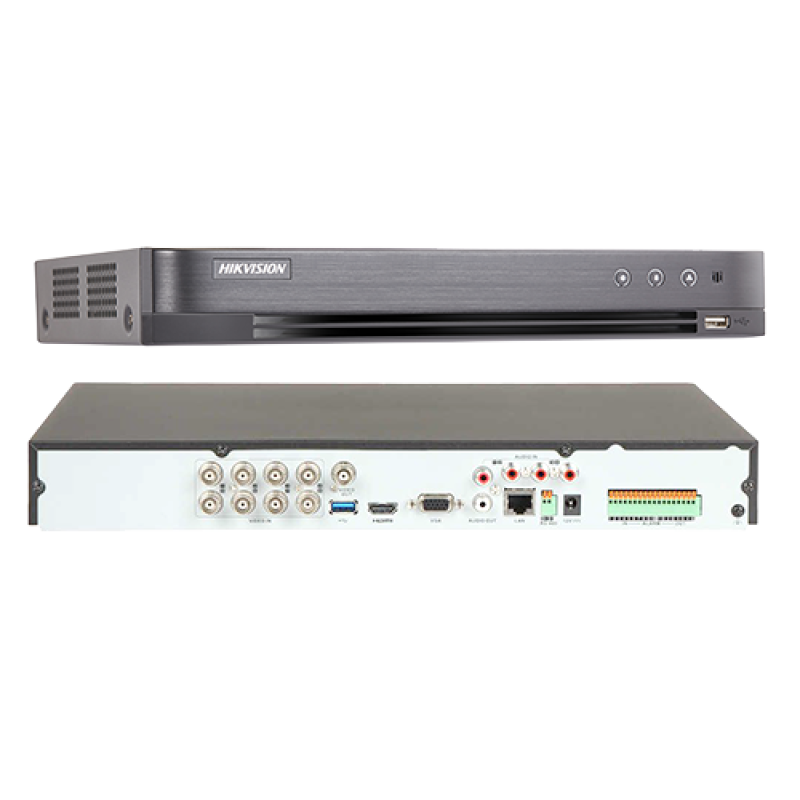 DVR AcuSense 8 ch. video 8MP, Analiza video, AUDIO 'over coaxial' - HIKVISION iDS-7208HUHI-M2-SA
