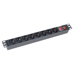 PDU 8 prize Shuko, 19'', 1U, aluminiu cu protectie - ASYTECH Networking ASY-PDU-8
