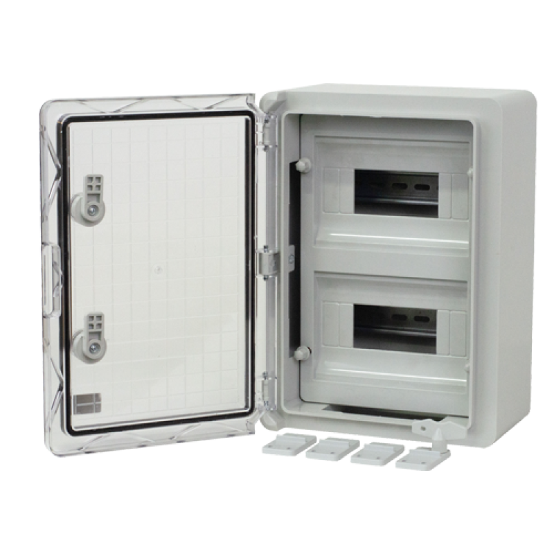 Cutie modulara IP65 din ABS gri, usa transparenta, 2 x 9 module, 250x350x150 mm PP3112