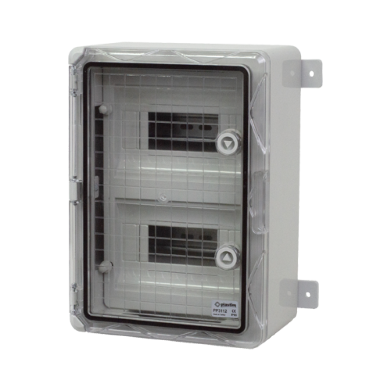 Cutie modulara IP65 din ABS gri, usa transparenta, 2 x 9 module, 250x350x150 mm PP3112
