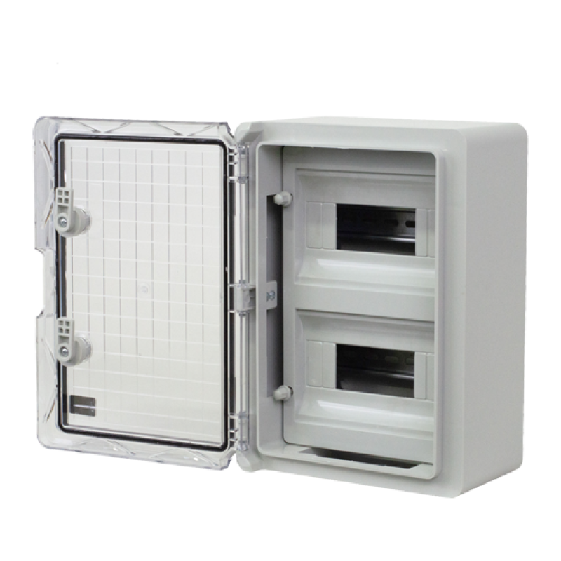 Cutie modulara IP65 din ABS gri, usa transparenta, 2 x 9 module, 250x350x150 mm PP3112