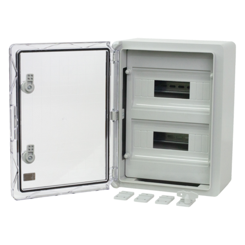 Cutie modulara IP65 din ABS gri, usa transparenta, 2 x 12 module, 300x400x170 mm PP3114