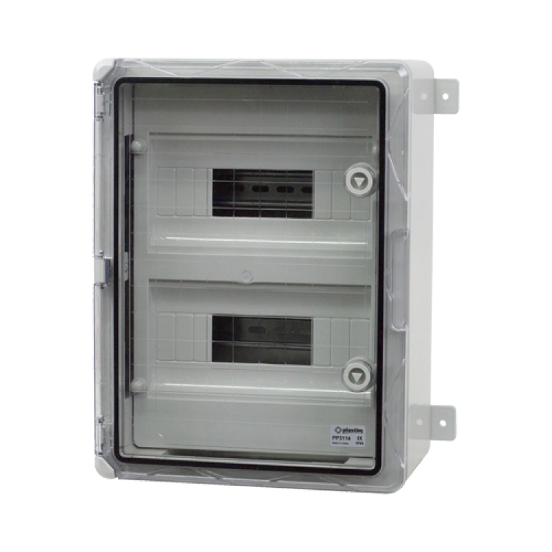 Cutie modulara IP65 din ABS gri, usa transparenta, 2 x 12 module, 300x400x170 mm PP3114