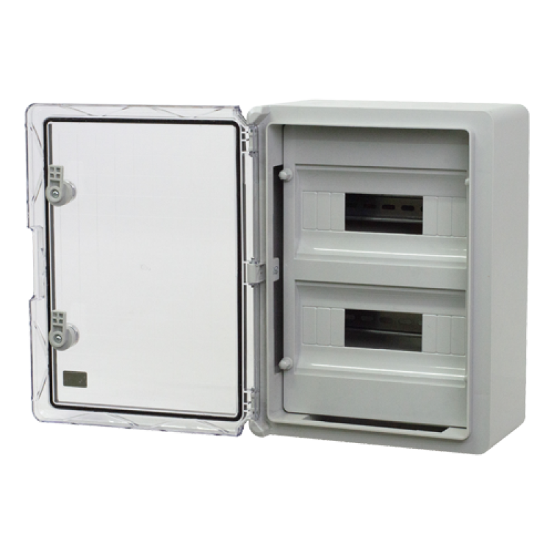 Cutie modulara IP65 din ABS gri, usa transparenta, 2 x 12 module, 300x400x170 mm PP3114