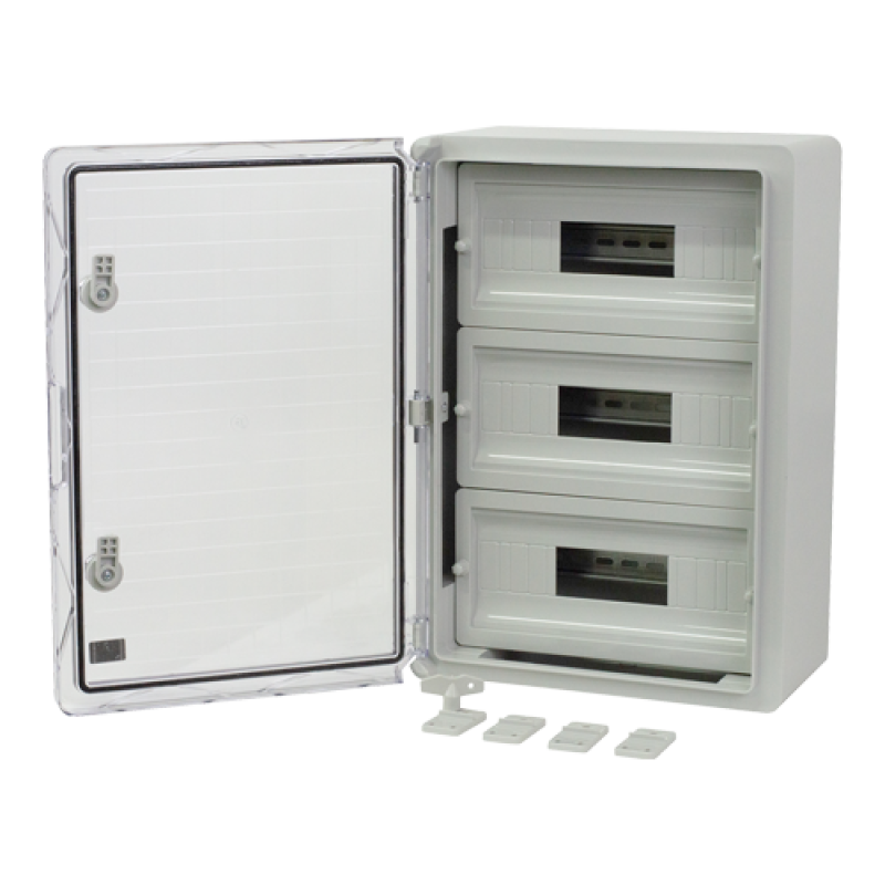 Cutie modulara IP65 din ABS gri, usa transparenta, 3 x 15 module, 350x500x190 mm PP3116
