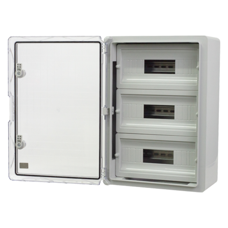 Cutie modulara IP65 din ABS gri, usa transparenta, 3 x 15 module, 350x500x190 mm PP3116