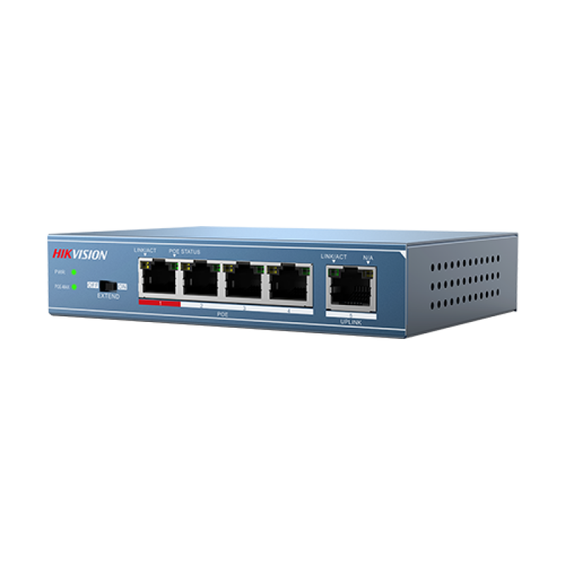 Switch 4 porturi PoE, 1 port uplink- HIKVISION DS-3E0105P-E-M