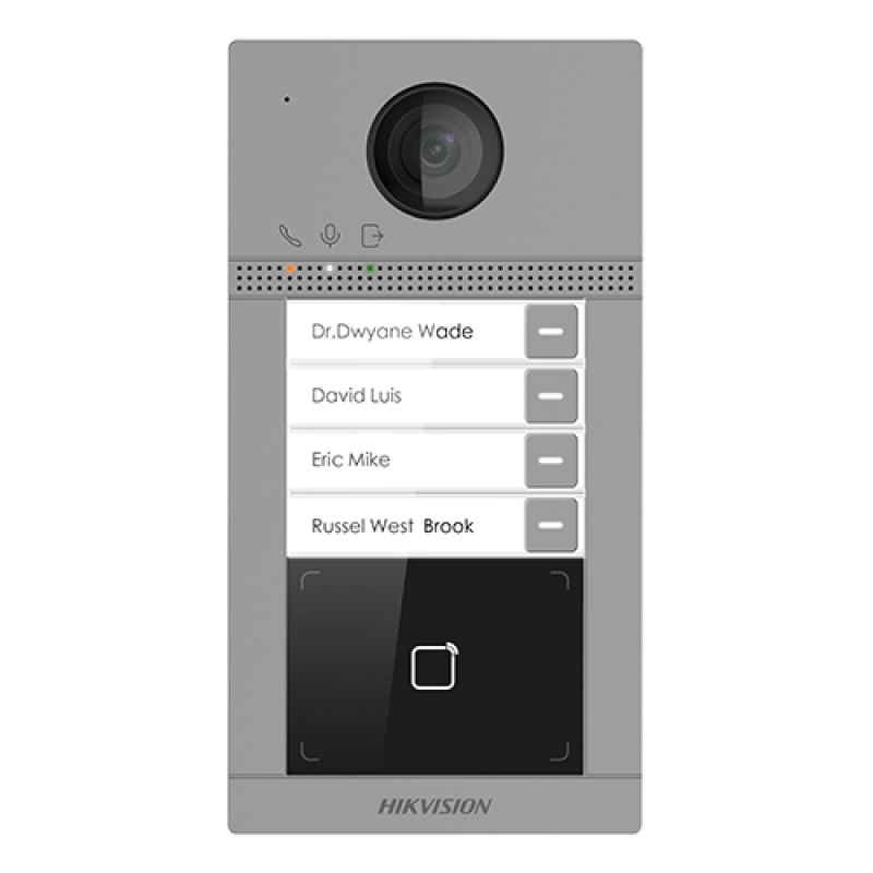Panou exterior videointerfon TCP/IP pentru 4 familii, Wi-Fi 2.4GHz, control acces integrat - HIKVISION DS-KV8413-WME1