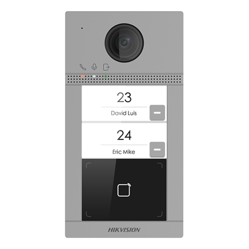 Panou exterior videointerfon TCP/IP pentru 2 familii, Wi-Fi 2.4GHz, control acces integrat - HIKVISION DS-KV8213-WME1