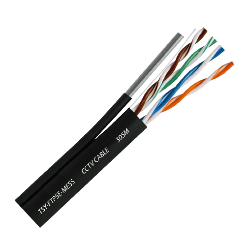 Cablu FTP autoportant, cat 5E, CUPRU 100%, 305m, negru TSY-FTP5E-MESS