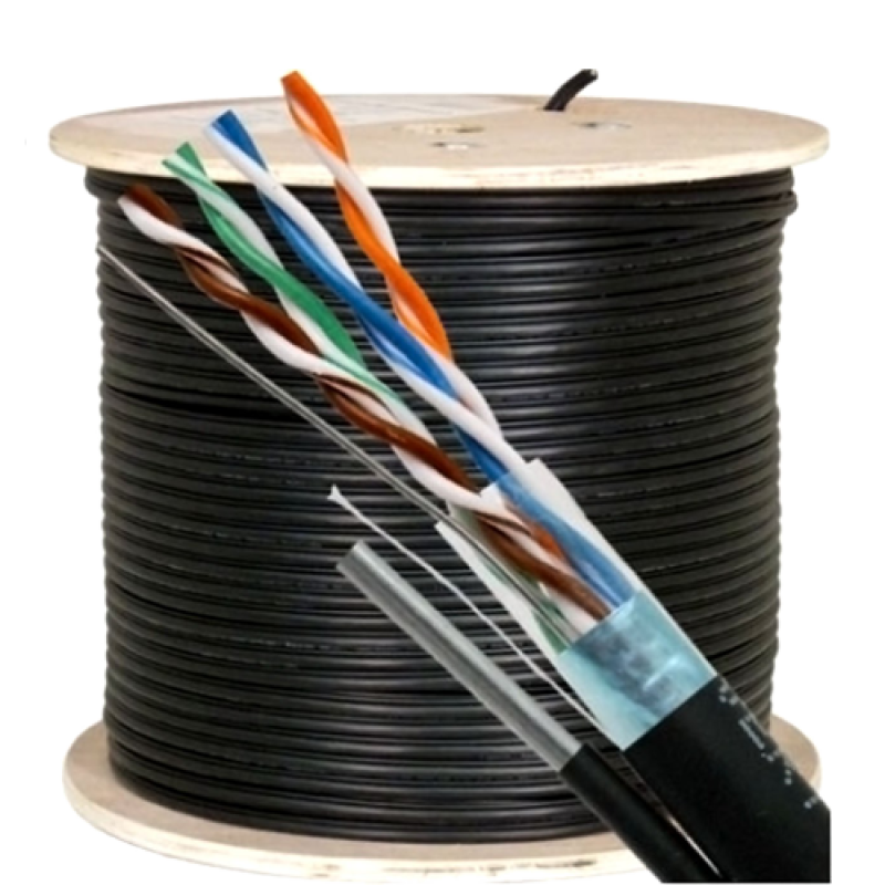 Cablu FTP autoportant, cat 5E, CUPRU 100%, 305m, negru TSY-FTP5E-MESS