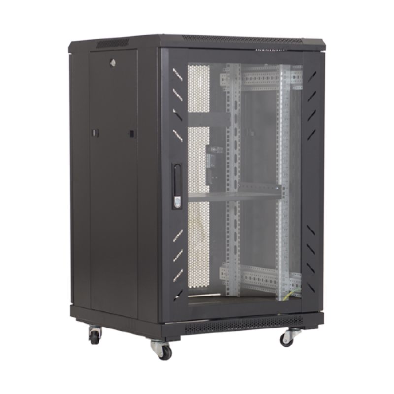 Rack podea 18U 19' 600x600, capacitate incarcare 500 Kg, negru - ASYTECH Networking ASY-18U-6060E