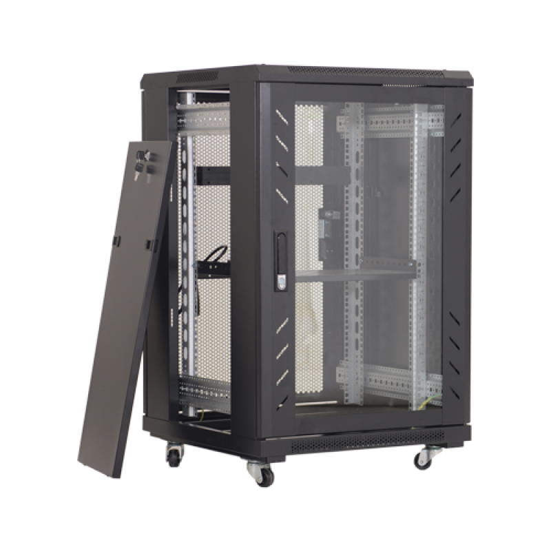 Rack podea 18U 19' 600x800, capacitate incarcare 500 Kg, negru - ASYTECH Networking ASY-18U-6080E