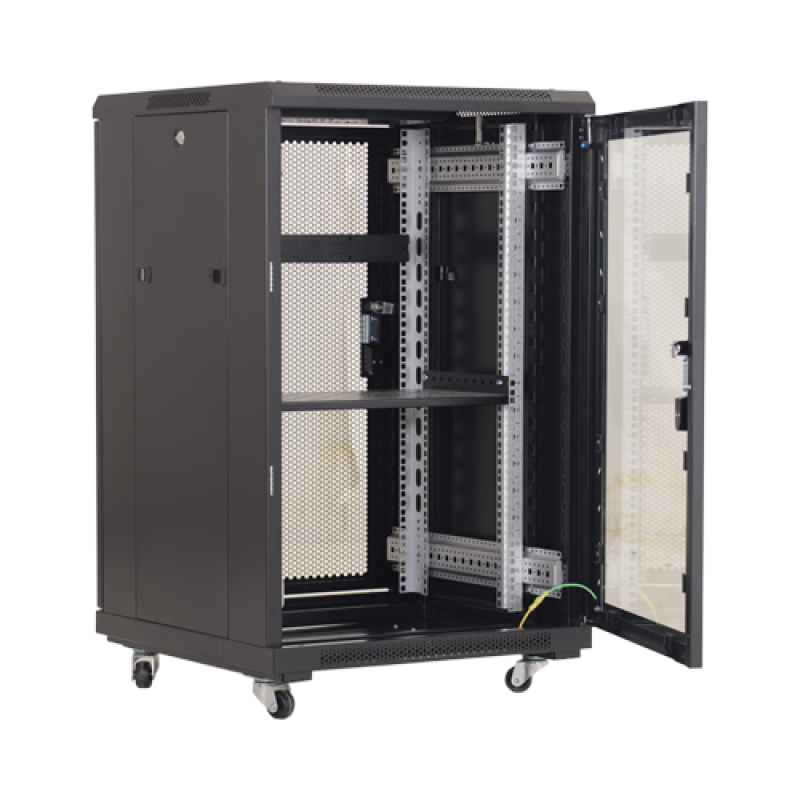 Rack podea 27U 19' 600x600, capacitate incarcare 500 Kg, negru - ASYTECH Networking ASY-27U-6060E
