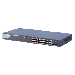 Switch 16 porturi PoE 100Mbps, 2 port uplink Gigabit, SMART Management - HIKVISION DS-3E1318P-EI