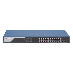 Switch 16 porturi PoE 100Mbps, 2 port uplink Gigabit, SMART Management - HIKVISION DS-3E1318P-EI