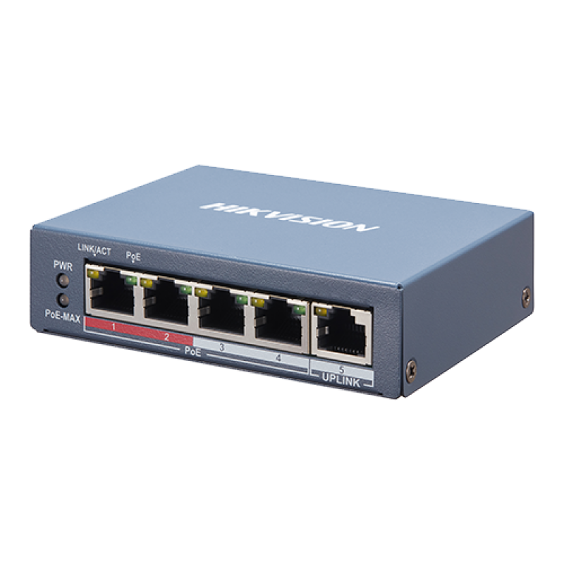 Switch 4 porturi PoE, 1 port uplink RJ45, SMART Management - HIKVISION DS-3E1105P-EI