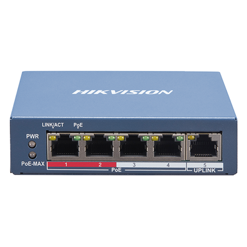 Switch 4 porturi PoE, 1 port uplink RJ45, SMART Management - HIKVISION DS-3E1105P-EI