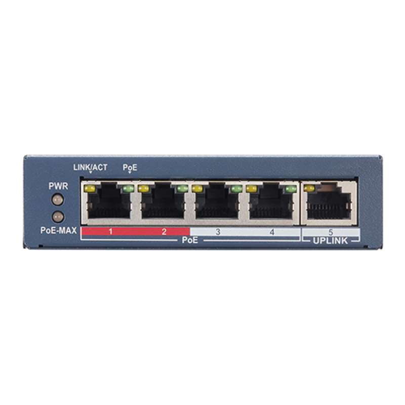Switch 4 porturi PoE, 1 port uplink RJ45, SMART Management - HIKVISION DS-3E1105P-EI