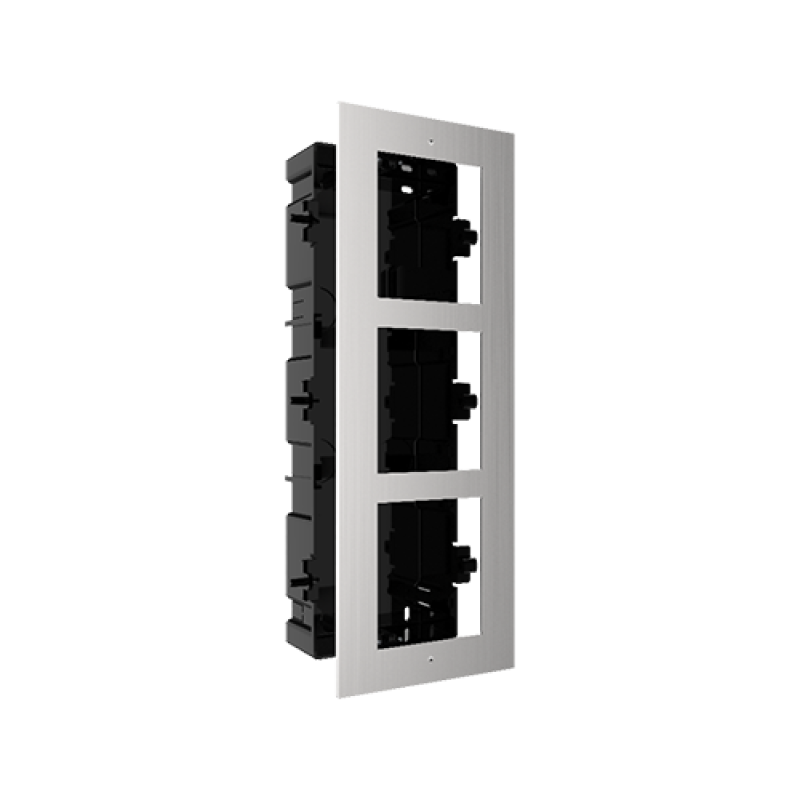 Rama montaj ingropat din otel inoxidabil, 3 module, pentru Interfon modular - HIKVISION DS-KD-ACF3-S
