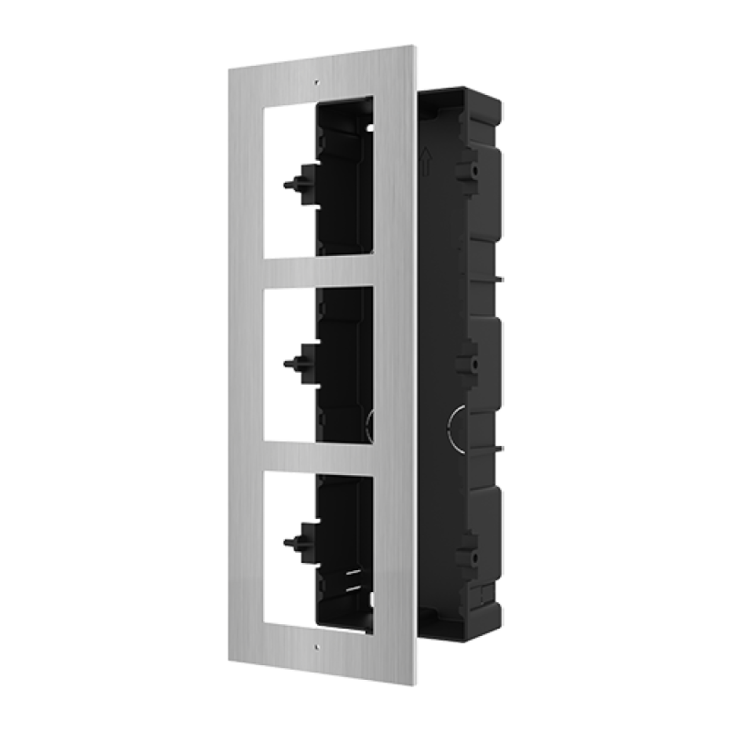 Rama montaj ingropat din otel inoxidabil, 3 module, pentru Interfon modular - HIKVISION DS-KD-ACF3-S